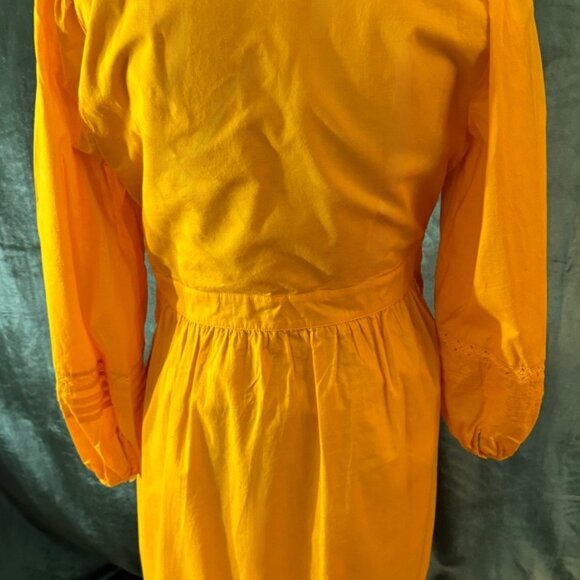 J. Crew Gold Boho Peasant Long Sleeve Midi Dress-Small - Picture 2 of 3